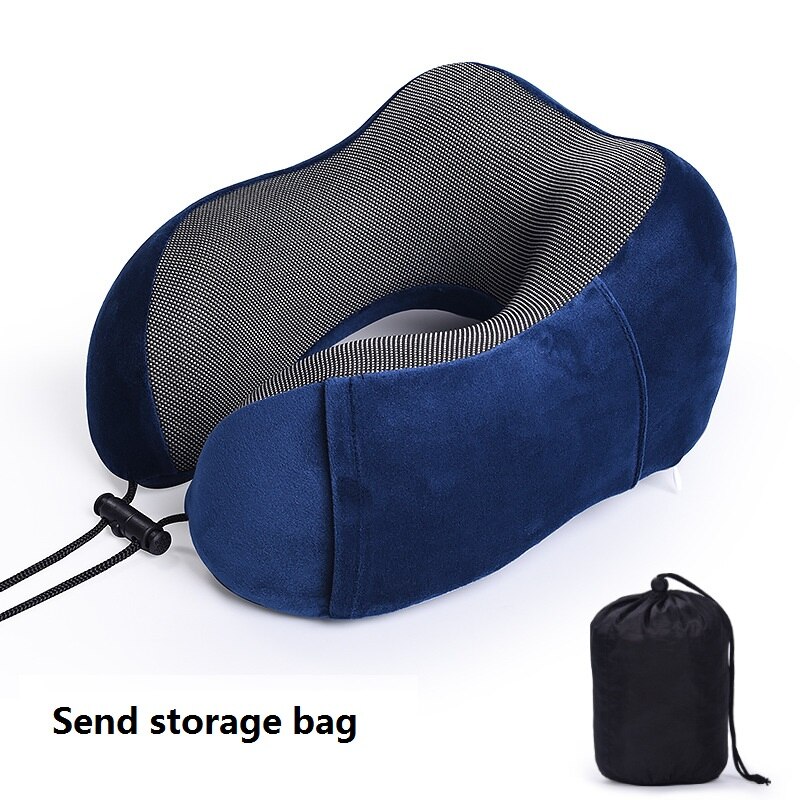 U-vorm Opblaasbare Reizen Kussen Vouwen Lichtgewicht Dutje Nekkussen Autostoel Kantoor Vliegtuig Slapen Kussen Kussen: XQ45-blue