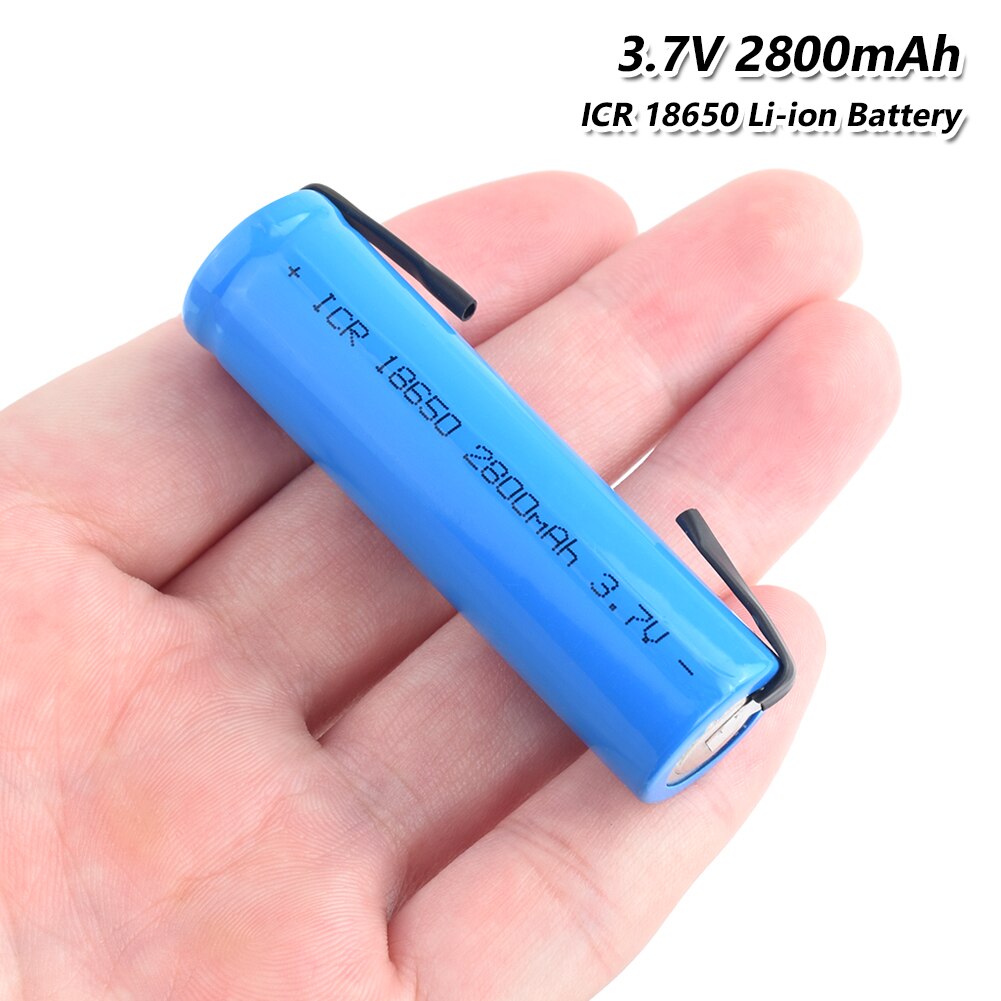 1/2/4/6/8/10 Uds 18650 batería 2800mAh ICR 18650 Li-ion de 3,7 V batería recargable con soldadura de pestañas para linterna Led faro