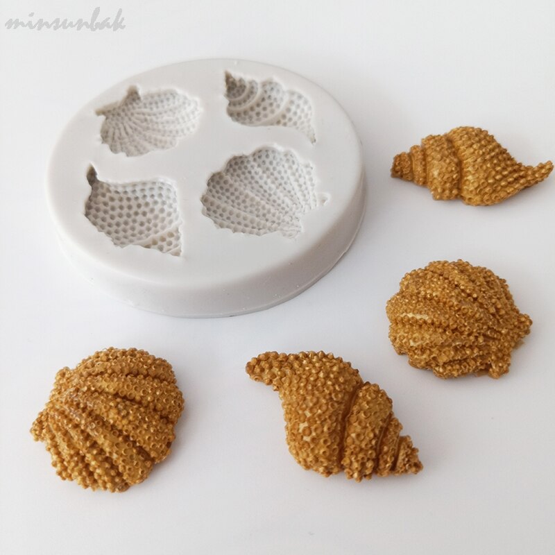 minsunbak Shell Conch Fondant Cake Silicone Mold Ocean Series DIY Chocolate Candy Baking Tools Sugarcraft