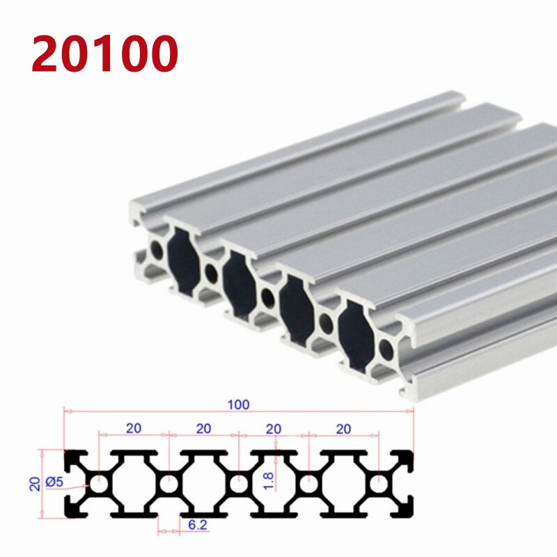 1/2 Stks/partij 2040 2060 2080 20100 Aluminium Profiel Extrusie 100Mm-500Mm Lengte Lineaire Rail voor Diy 3D Printer Werkbank Cnc