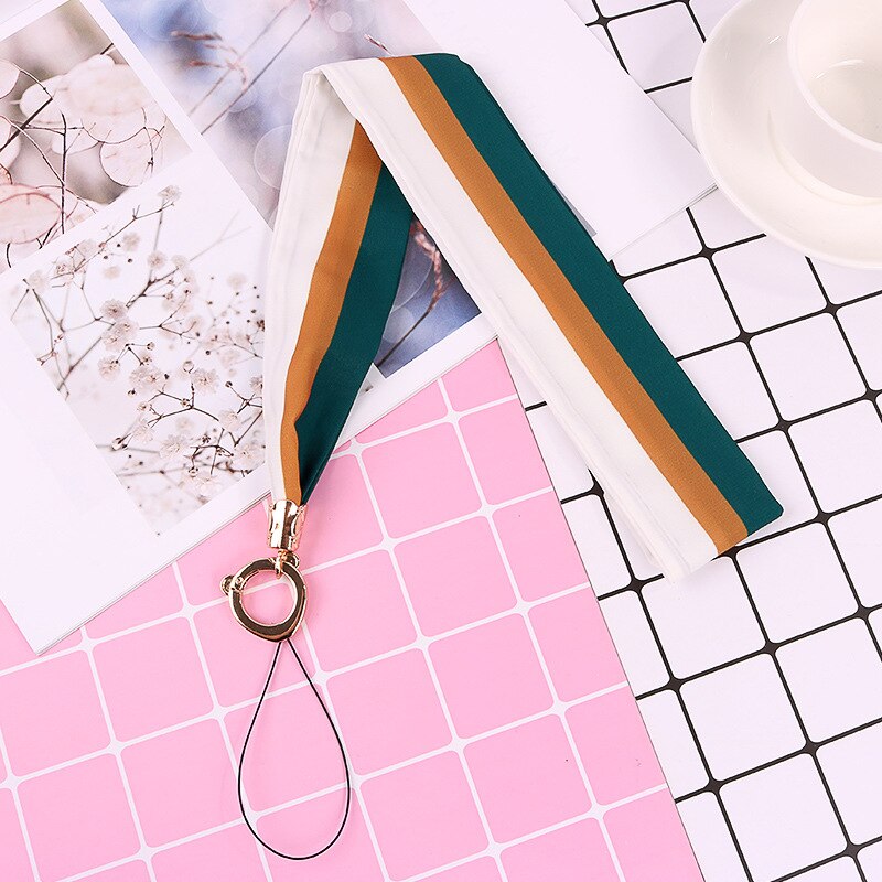 Mobile silk Lanyard neck strap for key card phone string kawaii wrist strap hand key cord necklace phone holder rope: 7