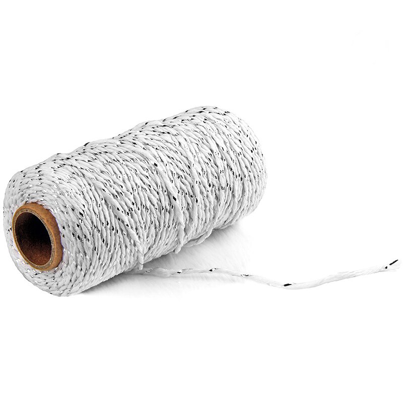 metallisch goldene Gold Silber Baumwolle Seil Bäcker Schnübetreffend für Handwerk Verpackung spulen bäcker Wicklung gestreift Hochzeit Dekoration: Weiß und Silber-
