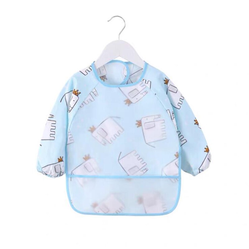 Leuke Cartoon Baby Zelf Voeden Slabbetjes Waterdichte Baby Eten Bib Met Pocket Kinderen Tekening Lange Mouwen Kinderen Schort Baby Dingen: F / 100(80-90cm)