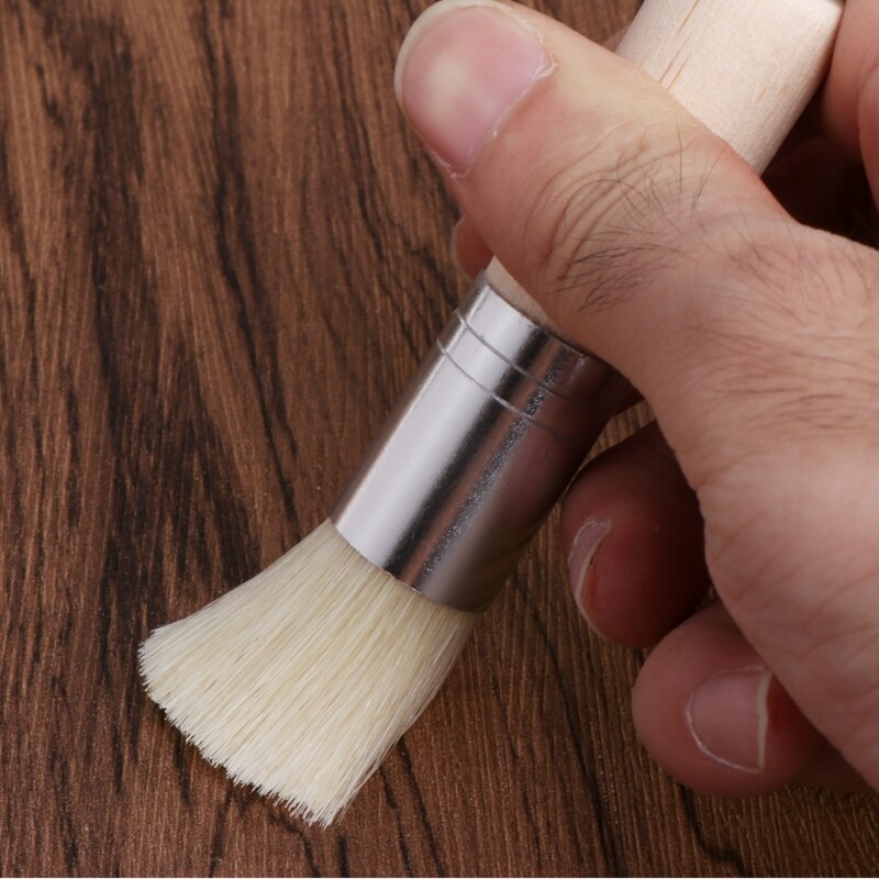 3 stk stencilbørste svinebørste træhåndtag kunsthåndværk stenciling maleri værktøj oliemaleri leverer pensler