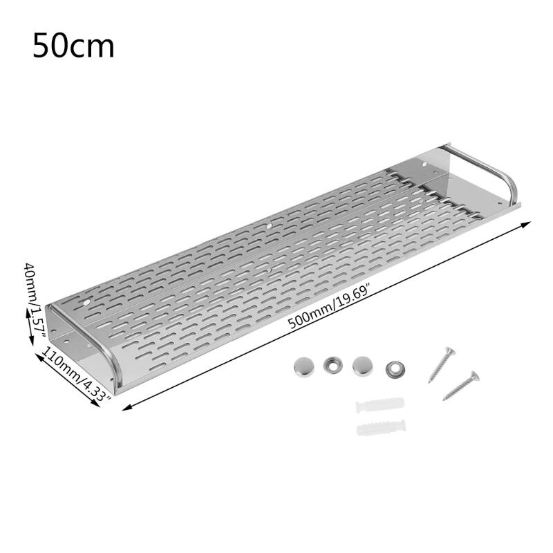 Rustfrit stål køkken badeværelseshylde vægmonteret opbevaringsreol enkeltlag 20cm-50cm: 50cm