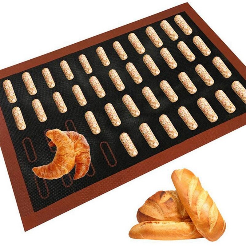 1x Baking Mat Bread Baking Sheets Non-Stick Oven 44 Eclair Sheet Liner Bakeware Mat & 30x Small Wooden Spoons