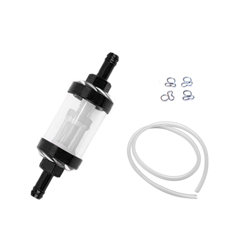 ALCON-manguera de filtro en línea de gasolina para combustible de competición, filtro de combustible de Gas de 8mm, tubo de aceite y juego de abrazadera para motobicicleta, ATV, Quad, Scooter: Black