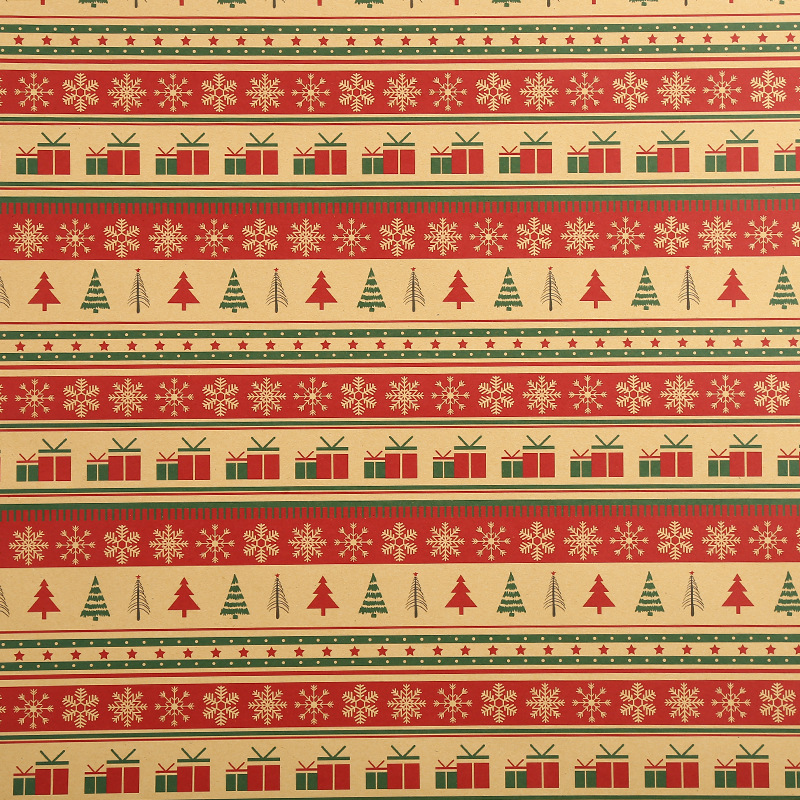 1Pc DIY Craft Paper for Party Birthday Christmas Year Retro Christmas Single-sided Wrapping Paper Kraft Packaging Paper: Multi-Colored