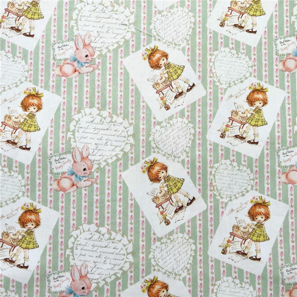 Katoen Gedrukt Cartoon Cartoon Retro Pop Tulp Stof Voor Kinderen Kleding Hometextile Baby Rok Cover Diy Materi