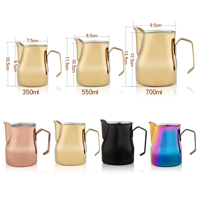 Espresso Koffie Pitcher Roestvrij Staal Melk Opschuimen Jug Barista Craft Latte Cafe Professionele Concurrentie Muticolor Melk Kannen