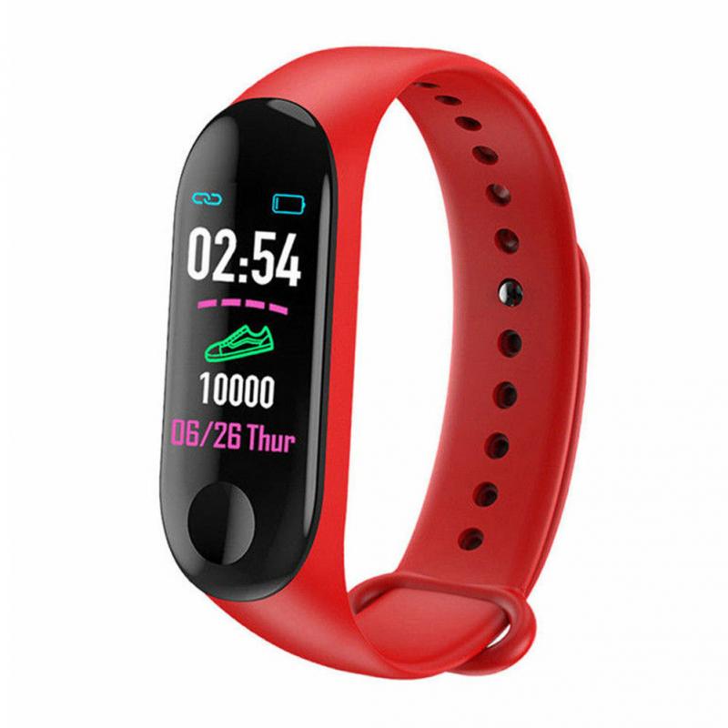 Pulsmätare smart klocka armband vattentätt armband sport stegräknare hälsa blodtryck fitness tracker smartband: Röd basladdning