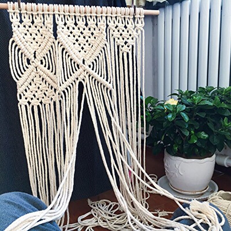 6/5/4mm macramé touw gedraaide draad katoenen koord voor handgemaakte natuurlijke beige touw diy accessoires 50/65/100m