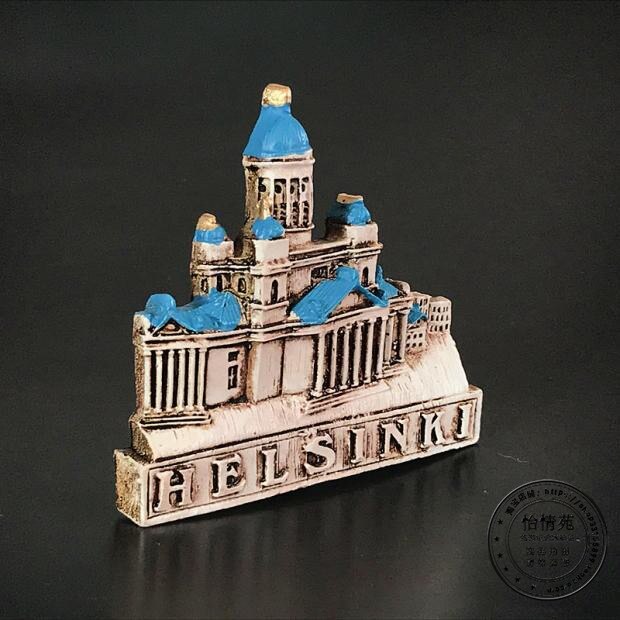 Finland Koelkast Helsinki Kathedraal Toeristische Souvenir 3D handgetekende Opluchting Hars Reizen Souvenir Keuken Magneet Decoraties