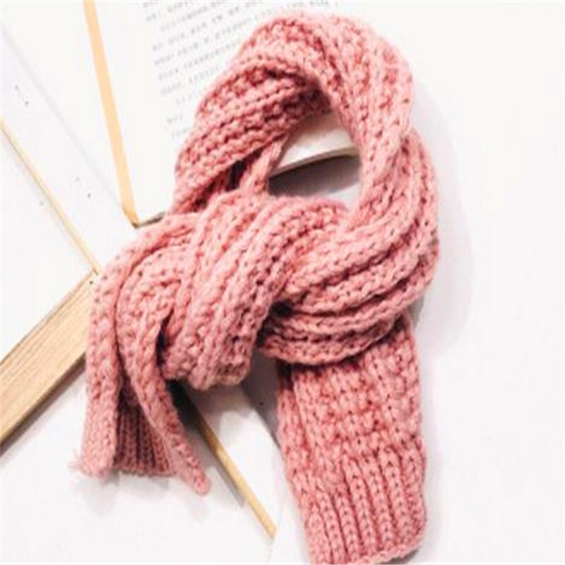 De kleine breien sjaal kinderen pure kleur sjaal jongen mode centra baby candy kleur sjaal in de winter van HC022: HC022-pink / 2-4 Years