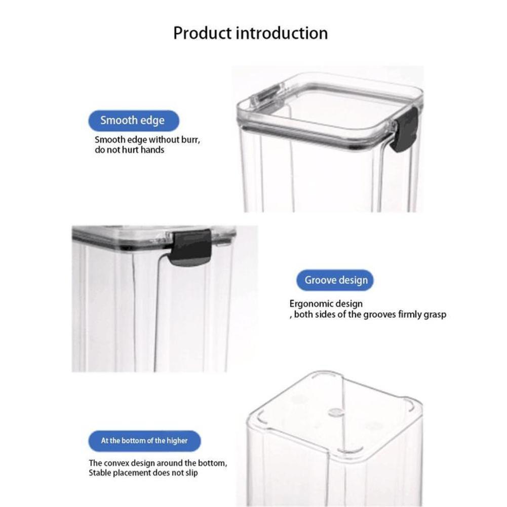 Square Sealed PET Jars Kitchen Storage Big Capacity Coffee Bean Storage Can Glass Jar With Lid Food Container Organizer Bottle
