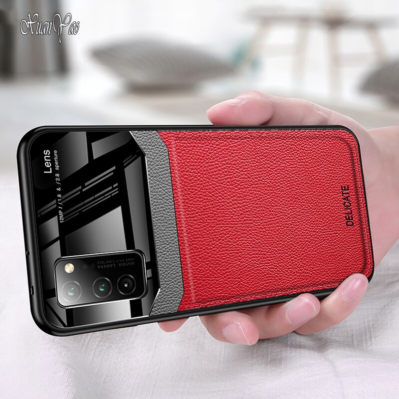 Xuanyao Telefoon Case Honor View 30 20 10 Case Harde Lederen Coque Voor Huawei Honor View 10 20 30 Pro case Zachte Siliconen V10 V20 V30: For View 30 Pro / Red