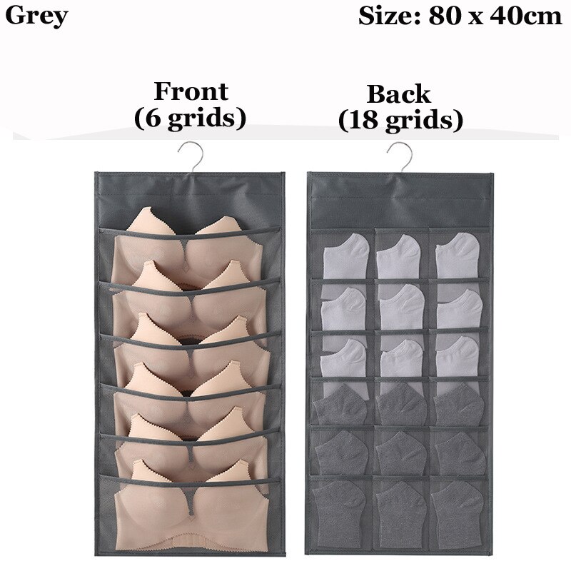 Double-sided Mesh Wardrobe Storage Hanging Organizers For Underwear Bra Socks Necktie Folding Closet Clothing Rack Hanger: C11