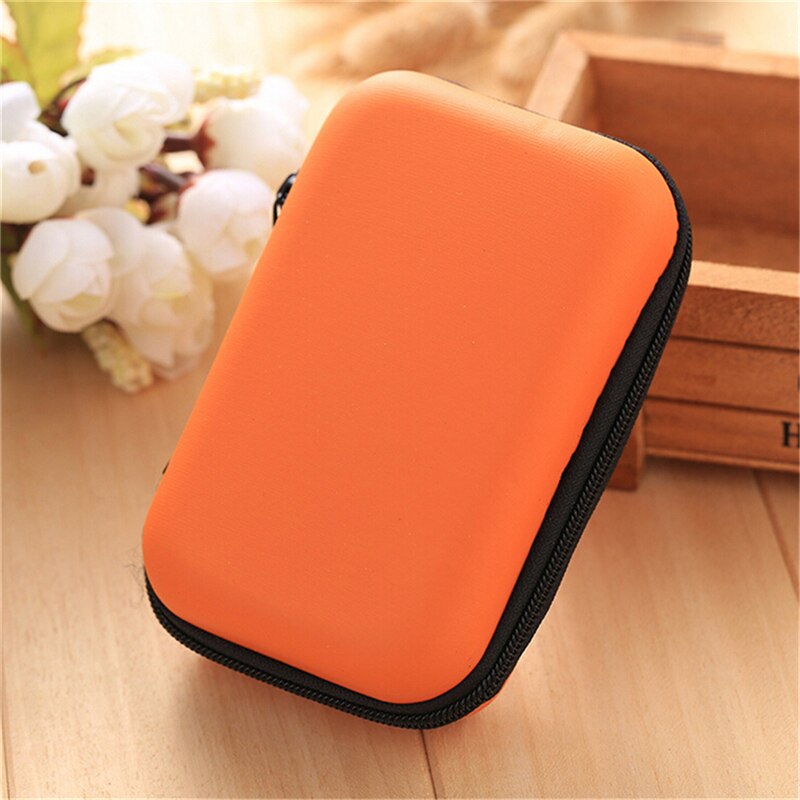 6 Colors 1PC Cosmetic Bags Compartments Case Cover Headphone Earphone Jewelry Bag Hard Nylon Carry Bag: Orange