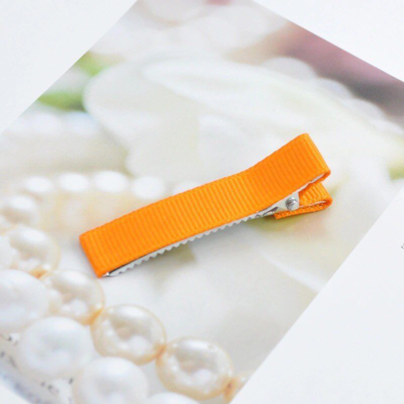 20 sztuk/partia 5cm ryps wstążka pokryte pokryte aligator spinki do włosów podwójne Prong szpilka baza dla DIY dziewczyny dziecko dzieci łuki szpilka: Orange
