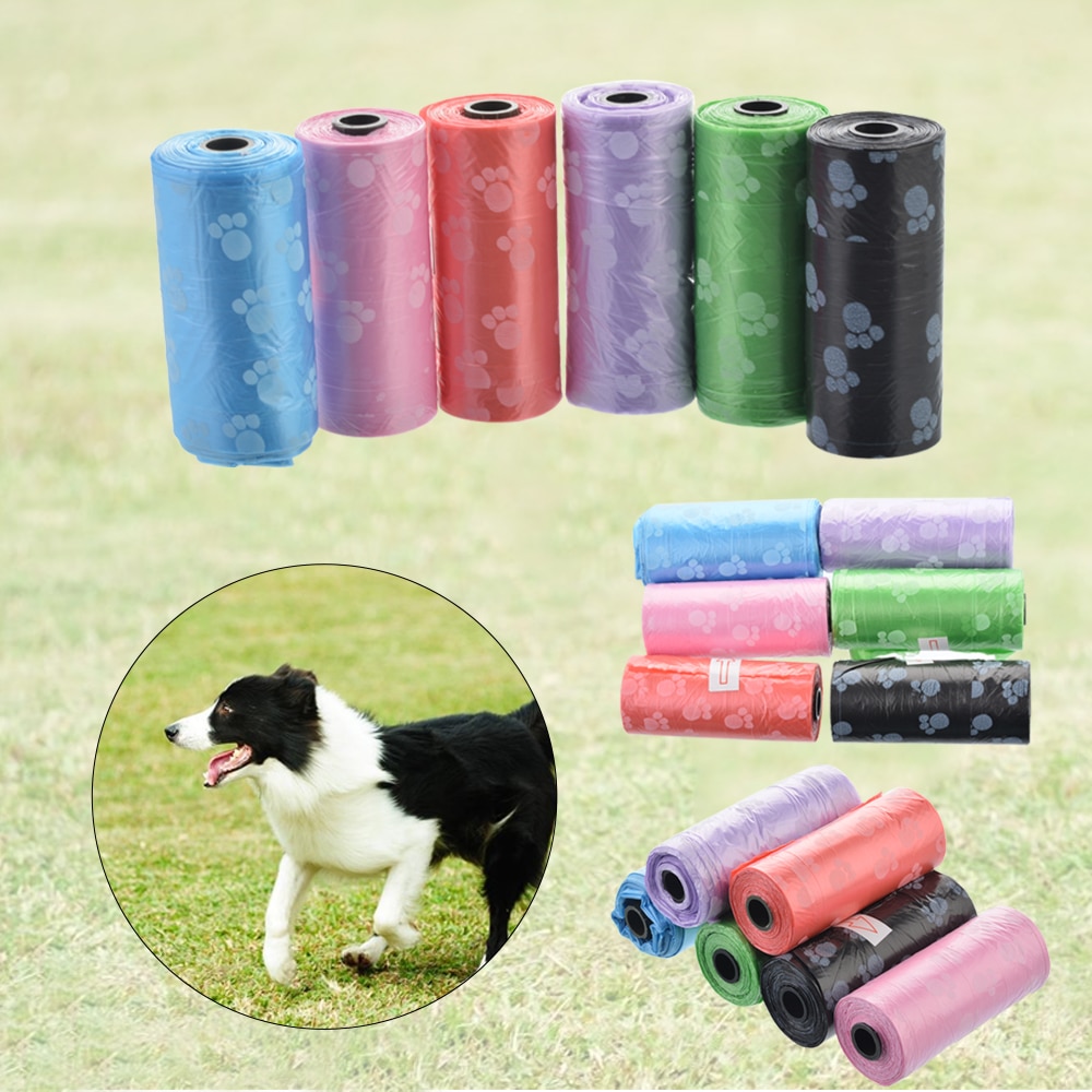 15PCS/1Rolls Pet Supply Cat Dog Poop Waste Bags Outdoor Home Clean Refill Degradable Garbage Bag Organizer