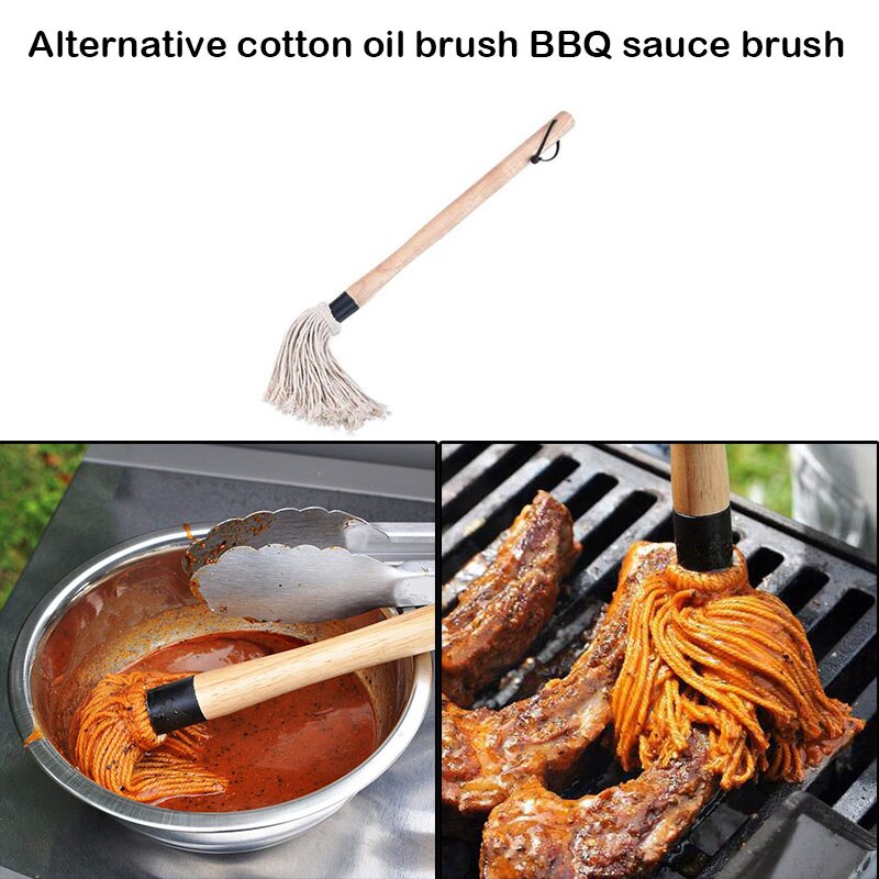 BBQ Grill Basting Mop Barbecue Brush Wooden Long H... Grandado
