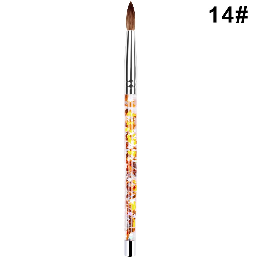 1pc akryl neglebørste nr. .8/10/12/14 uv gel pen børste med glitter håndtag til manicure pedicure anvendelse digital maleri: Størrelse 14
