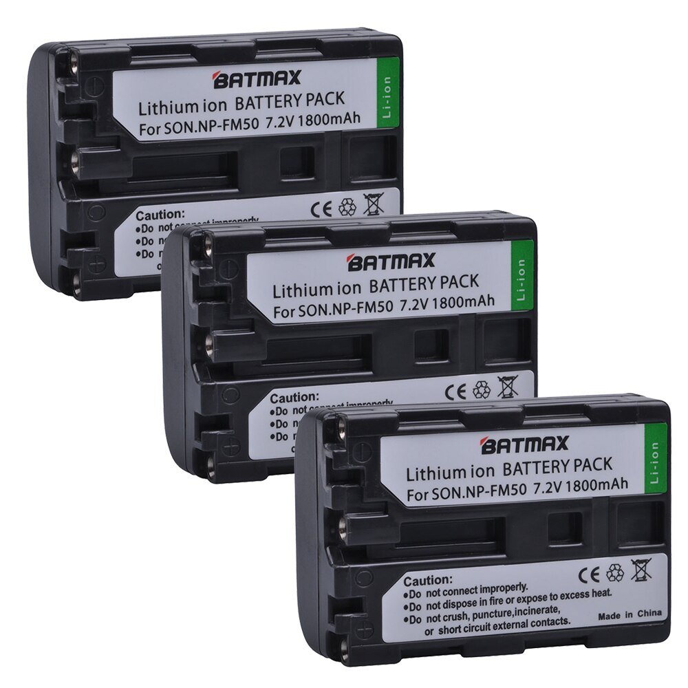 1800mAh NP-FM50 NP FM50 NP-FM50 NP FM50h Camera Battery for Sony NP-FM51 NP-FM30 NP-FM55H DCR-PC101 A100 Series DSLR-A100: 3Pcs