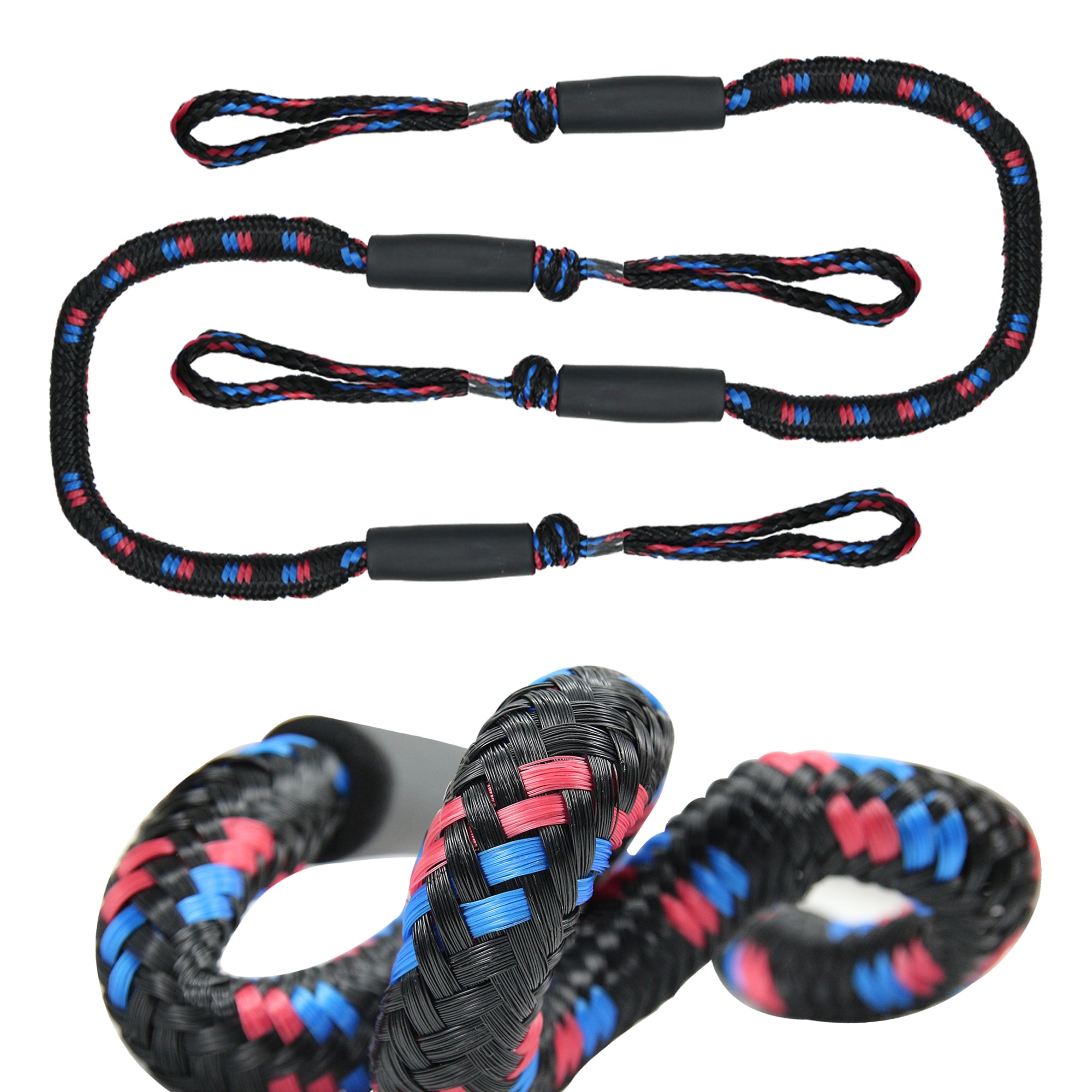 1 / 2Pcs Set Bungee Dock Line Mooring Rope for Boat 4 ft 2 Ropes Rope Bungee Cord Dockline Boats Kayak Accessories