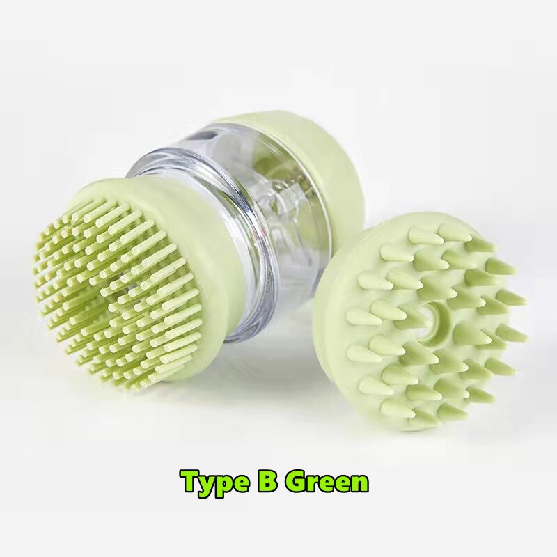 MMS 2in1 Pet Bath Massage Comb Shampoo Dispenser Shower Brush Silicone Multi Function Cleaning Grooming Cat Dog Remove Loose Fur: B Green