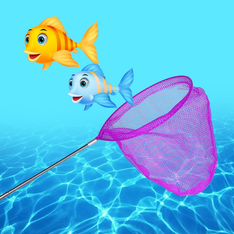 Red de pesca retráctil para niños, malla de nailon plegable de acero inoxidable para exteriores, insectos, mariposas y libélulas