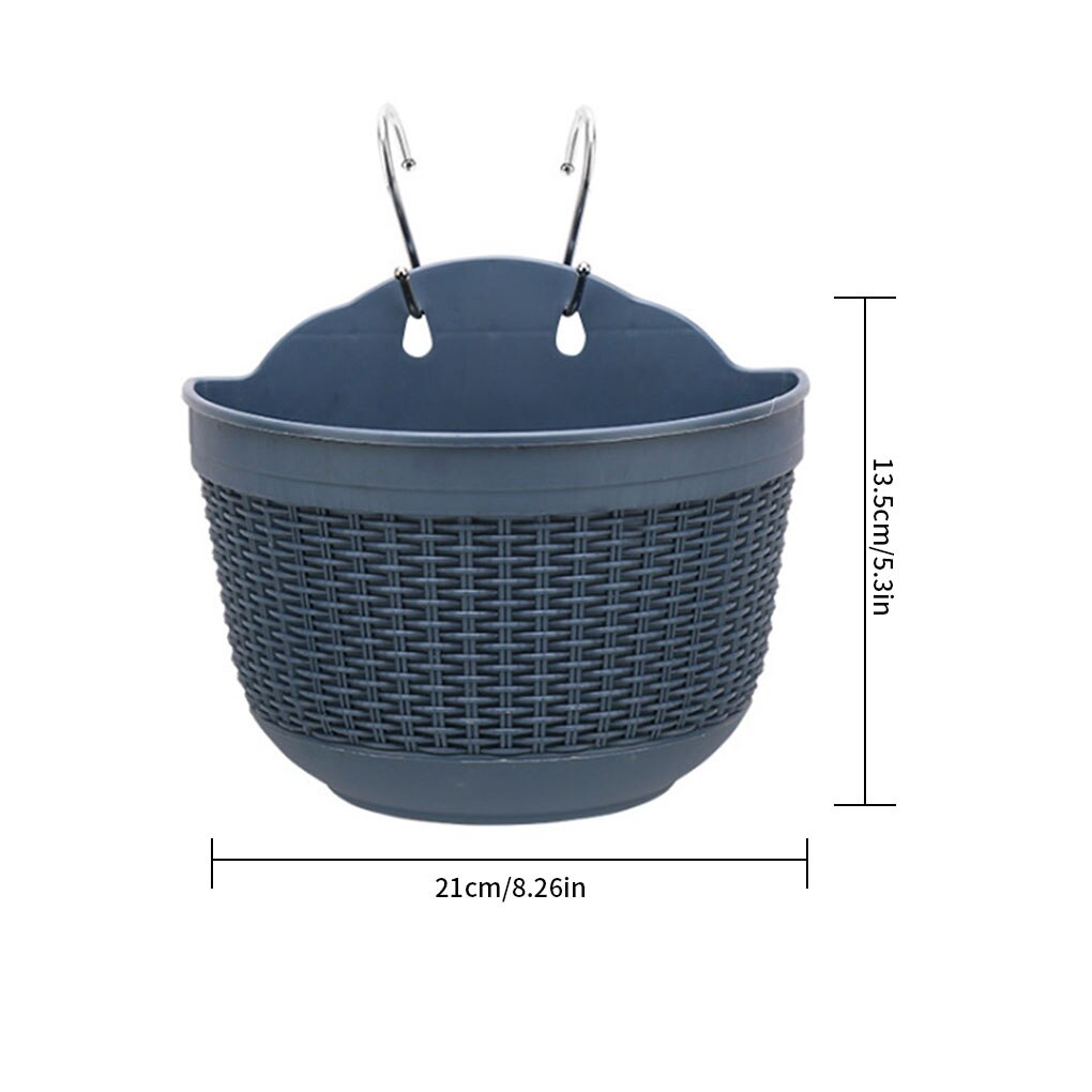 Wandmontage Bloempot Imitatie Rotan Muur Opknoping Bloem Plant Pot Halfronde Hars Hek Mand Voor Balkon Tuin Indoor