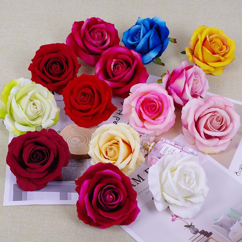 10Pc Kunstbloemen Fluwelen Rose Hoofd Diy Krans Home Party Bruiloft Bloem Muur Achtergrond Decoratie Hoed Accessoires