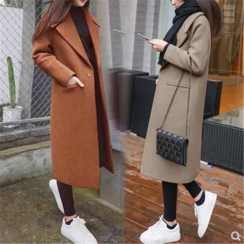 Winterjas dames zwarte boyfriend jas dames koreaanse fluwelen jas warme casual lange cardigan herfst wollen jas cape