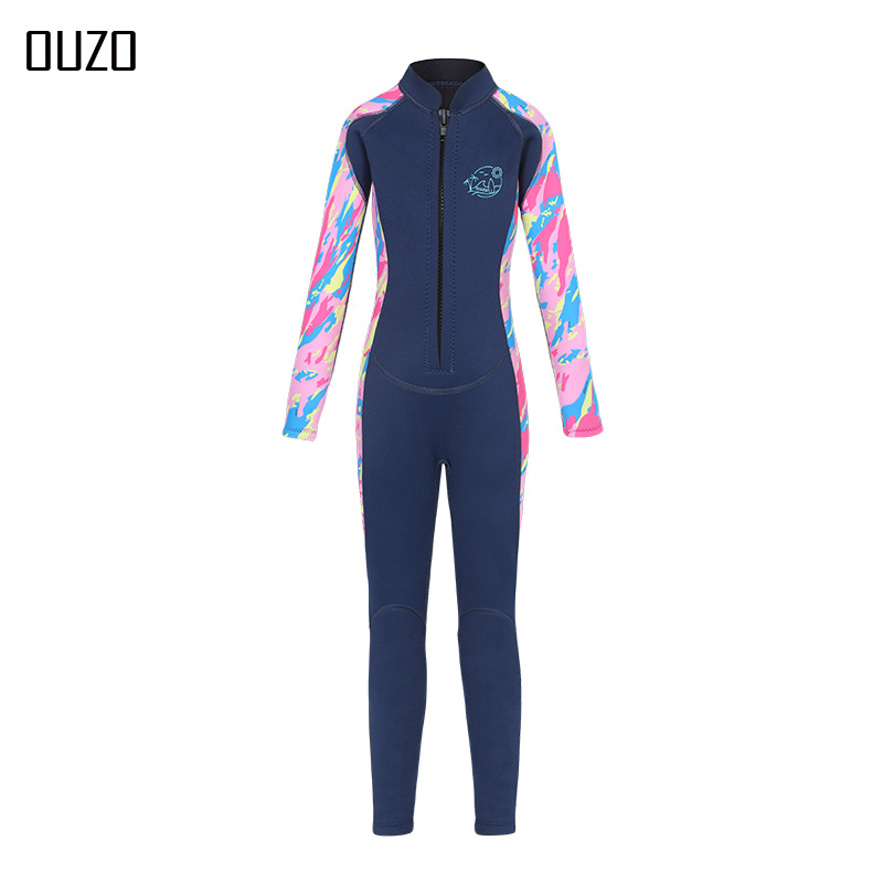 Kinder Wetsuit Top Jack + Broek Voor Jongens Meisjes Jeugd, Kinder Natpak Shirt Neopreen 2.5Mm Lange Mouw Rits Badpak Met Rits Aan De Voorkant: S / Bruin