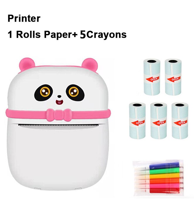 Portable MINI Printer Thermal Print Photo Pocket Thermal Label Printer 58mm Printing Wireless Bluetooth Android IOS Printers: pink-j5