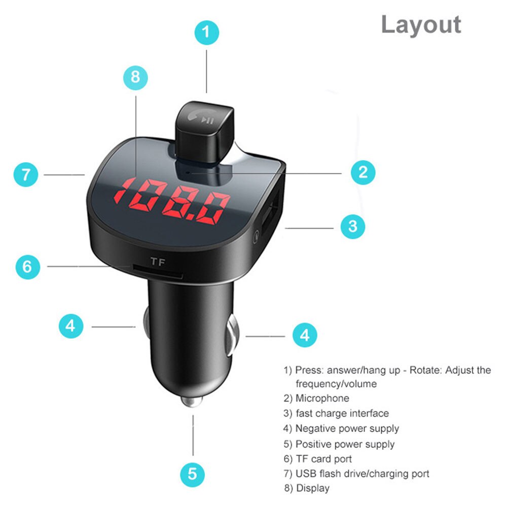 Bluetooth Receiver Car FM Transmitter Portable AUX Stereo FM Transmitter for MP3