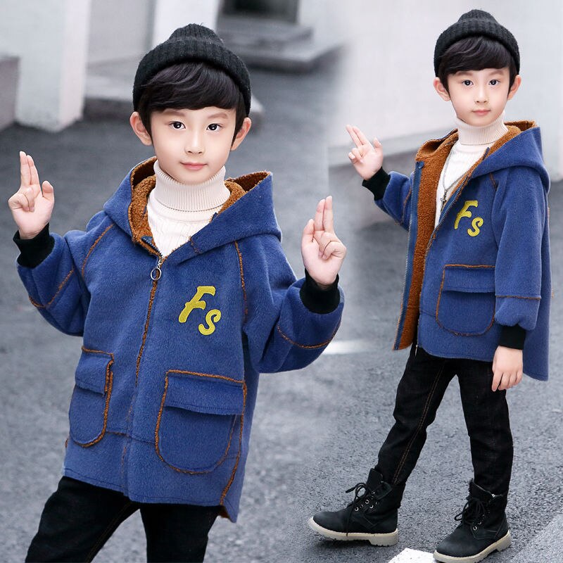 Jongens Wollen Jas En Najaar Plus Fluwelen Verdikking Kinderen Wollen Jas Kinderen Buitenlandse Stijl Grote jongen Trend