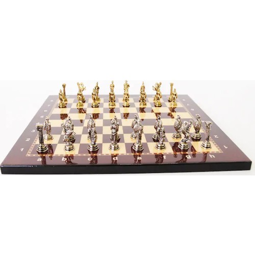 Juego de ajedrez de Metal de cobre antiguo del ejército romano, tablero de ajedrez de madera con de nogal, tamaño pequeño, 4 cm