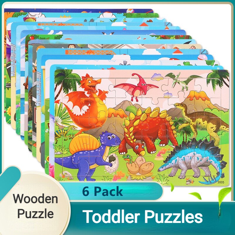 6 Pack Peuter Puzzels 30 Stuk Houten Legpuzzels Voor Voorschoolse Kinderen Leren Educatief Puzzels Speelgoed Voor Kinderen Puzzels