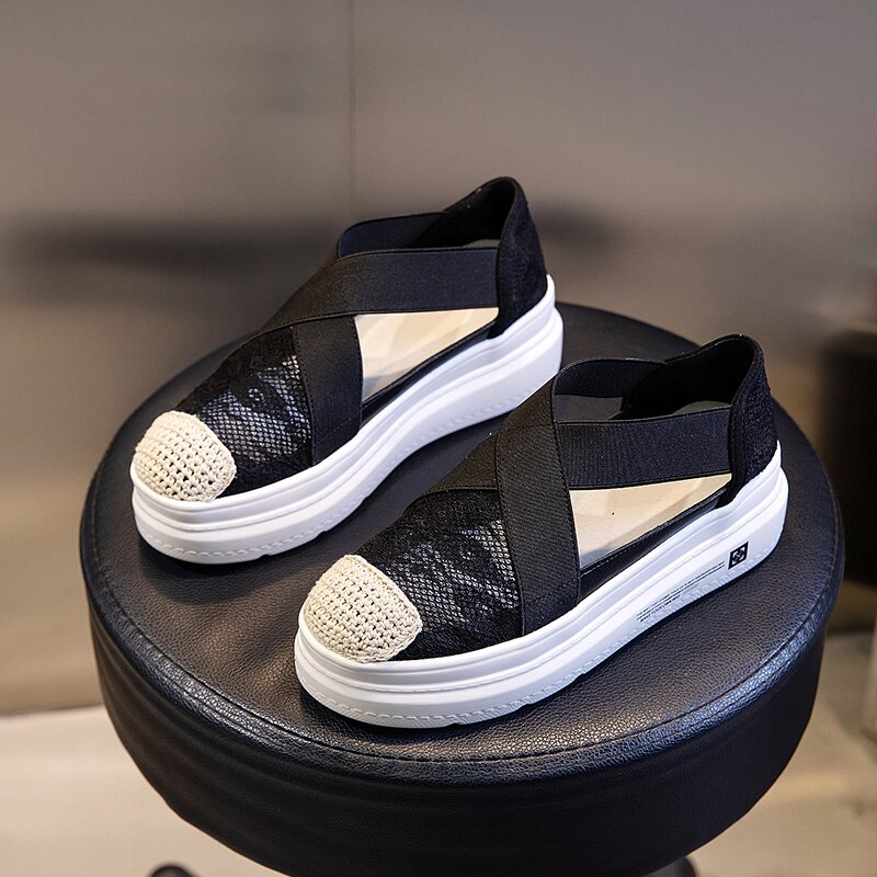 Junsrm kvinde sandaler blonder damesko elastik damesko fritidssko cement sandal kvindefodtøj femme sko sneakers