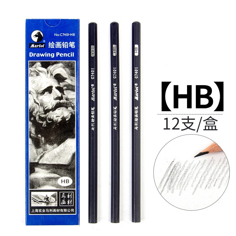 12-Pack Sketch Pencil Set Soft, Medium and Hard Advanced Charcoal Student Learning Stationery Painting Art School Supplies: 7401-HB