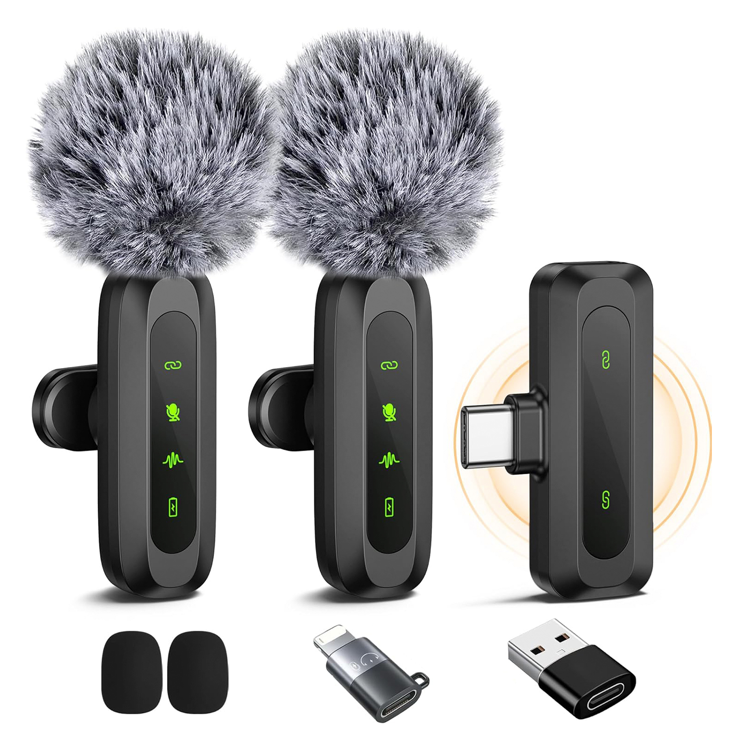 Microfono lavalier wireless per iphone, ipad, android, laptop, trasmissione in diretta, gioco, intervista, registrazione vlog, mini microfono