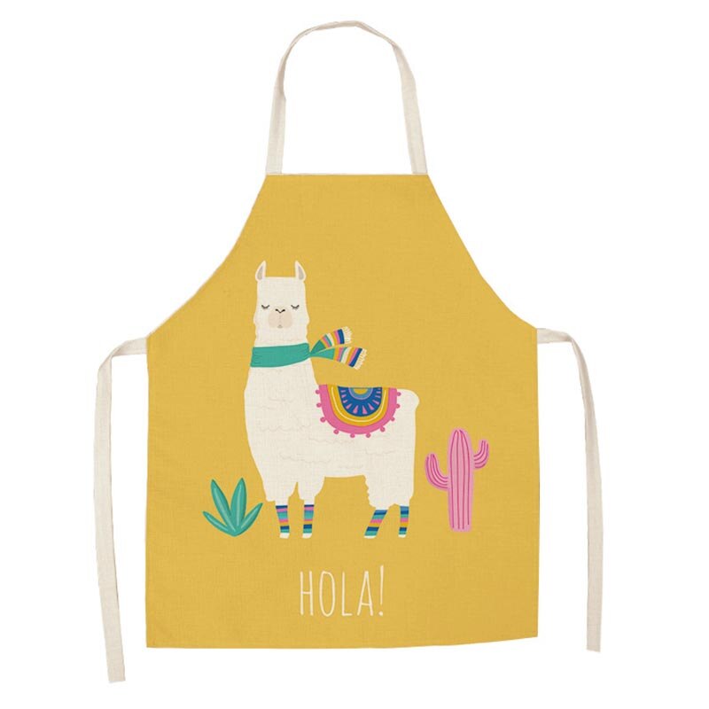 Nette Alpaka Frauen Männer Küche Schürzen Wasserdichte Kochen öl-nachweisen Baumwolle Leinen Antifouling Koch Schürze Reinigung 68*55cm 0008