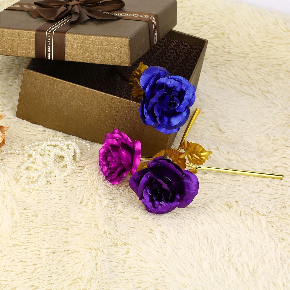 24k Gold Foil Plated Rose Lasts Forever Rose for Lover's Wedding Christmas Day