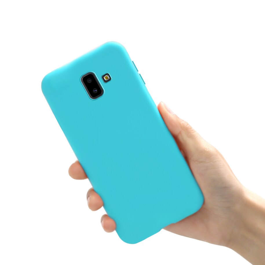 Etui na telefon do Samsung Galaxy J6 2018 okładka cukierki kolor dla Fundas Samsung J6 2018 J600F J6Plus J6 + J 6 Plus 2018 Case miękkie Capa: J6 Plus 2018 / Sky Blue