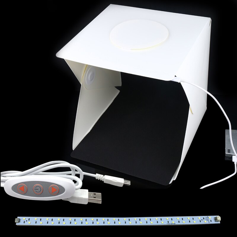 Boîte souple Diffuse de Studio pliant portatif avec la boîte de Studio de Photo de fond de photographie blanche noire de lumière LED: M add 1 cable 1 led