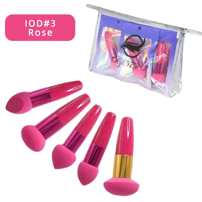 Esponja de base de maquillaje con cabeza de hongo, esponja de mezcla de polvo, Kit de belleza suave, herramientas de maquillaje cosmético , 5 piezas: IOD-3    Rose
