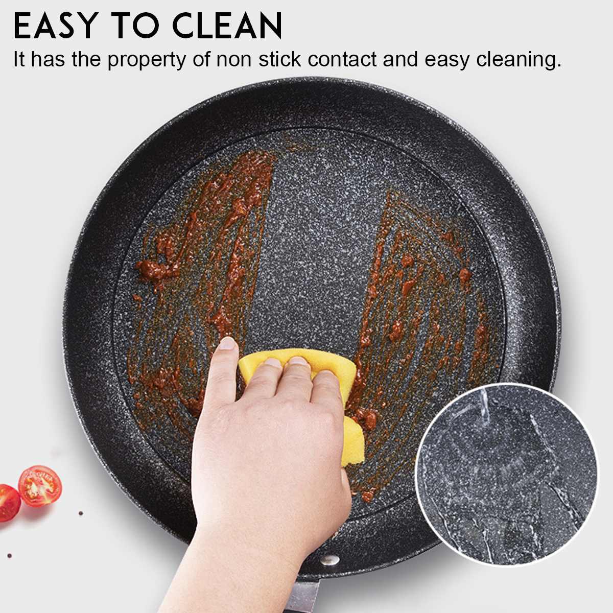 26/28/30cm Marble Stone Non-stick Copper Frying Pan with Six-layer Casting Ceramic Coating Induction Cooking Gas Cooker Pan