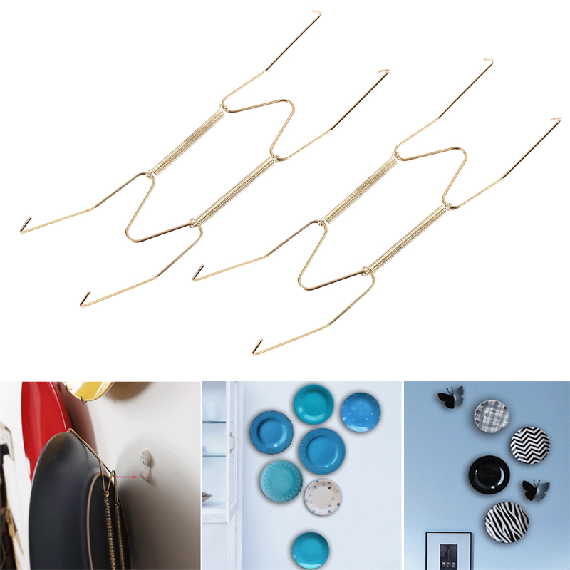 Gold Metal Wire Holder Hanging Plate Spring Wall Hanger Hook Home Decoration Kitchen Bar Parlour Durable Convenien Practical