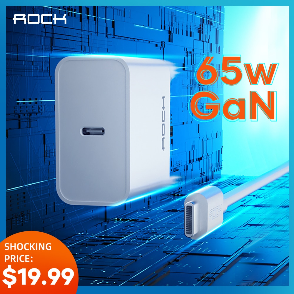 Rock Gan Charger 65W Snelle PD3.0 Pps QC3.0 Fcp Oplader Voor Macbook Air Ipad Iphone 11 Pro Samsung Huawei wall Charger Voor Dell